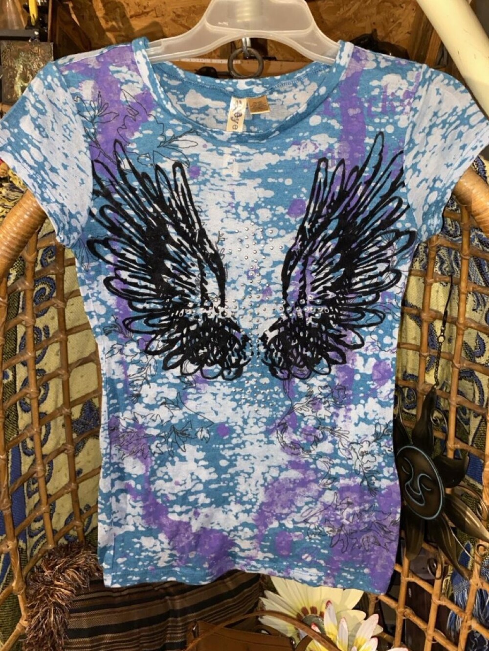 Y2K Eyeshadow Angel Wings Rhinestone Babydoll Top Size - M